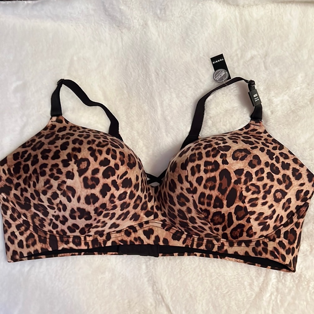 Torrid multi plaid padded push up wire free bra- leopard
